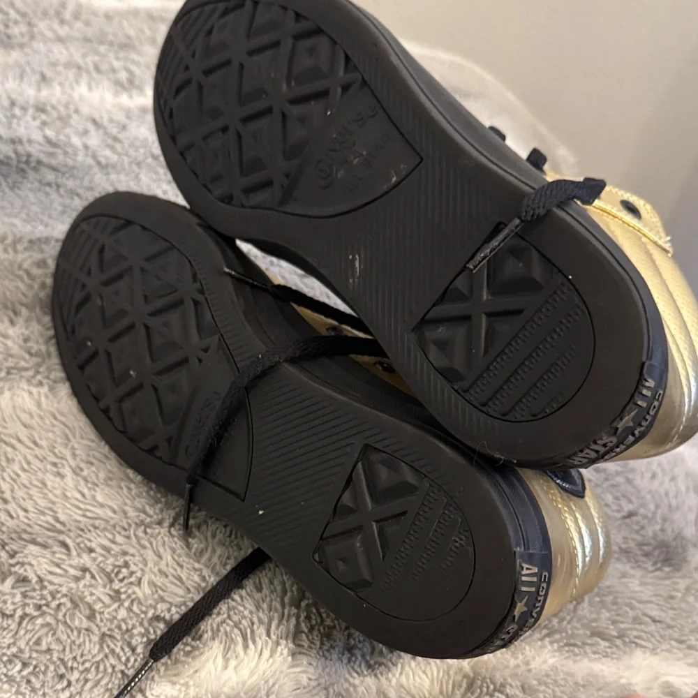 Converse Gold Metallic High Top Sneakers with Black Trim - Picture 7 of 7